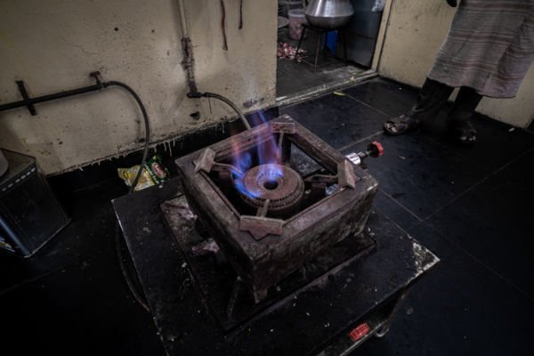 Clean blue biogas flame produced at NJK Enterprises