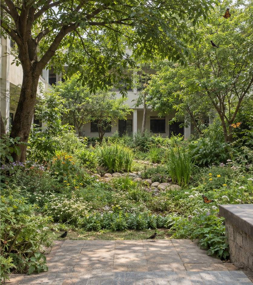 The garden after layered planting and habitat restoration