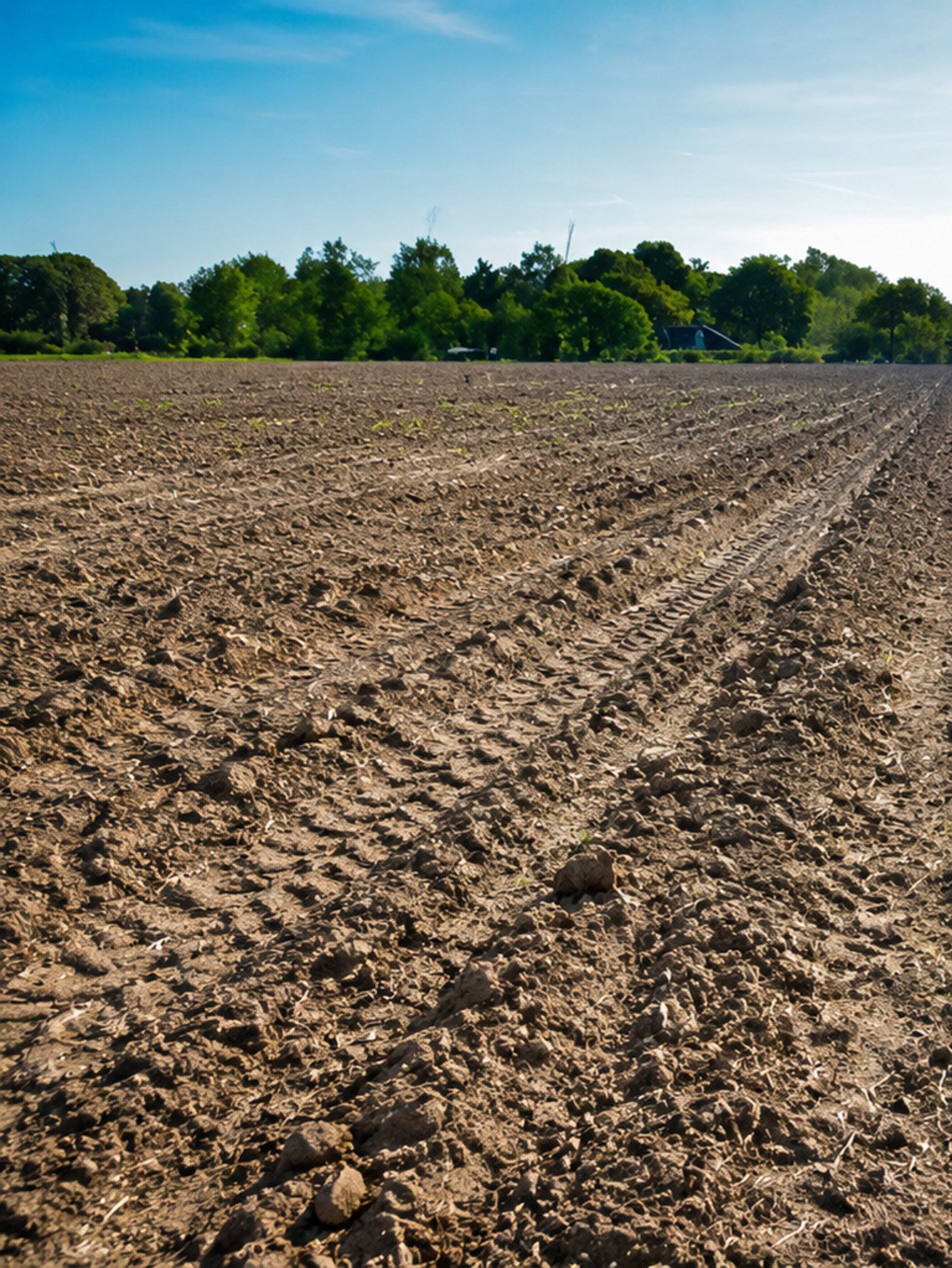 An exhausted field with sparse growth, compacted soil and exposed earth