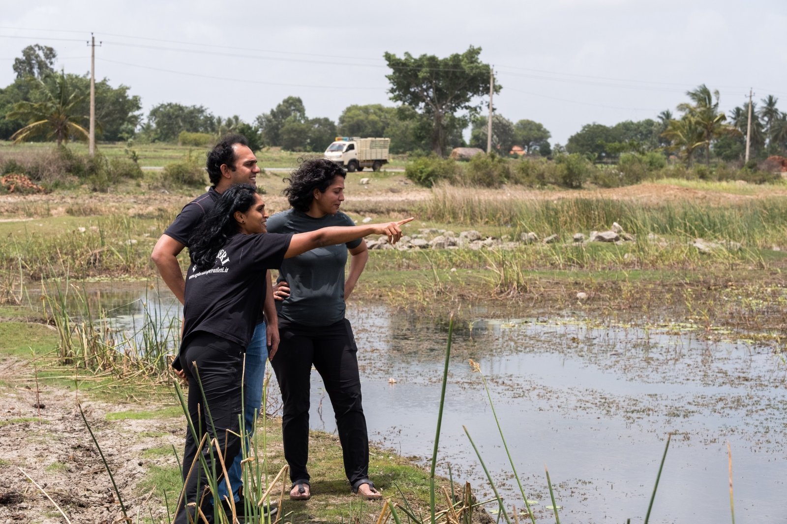 A landscape team reading the site's water and spatial patterns